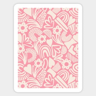 Tween spirit abstract flowers and rainbows in pink Sticker